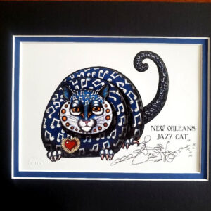 New Orleans Jazz Cat 8″ x 10″ Double Matted Print