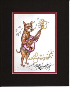 Boxer Playing Guitar 8" x 10" Double Matted Print