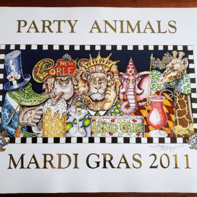 Party Animals 2011 Mardi Gras Poster, signed