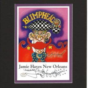 SIGNED SKULL NEW ORLEANS artist Jamie Hayes MATTED GICLEE RED BANDANA