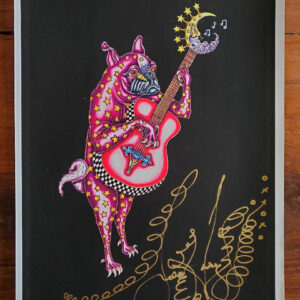 Pug Playing Guitar Fine Art Giclee, Signed