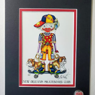 New Orleans Skateboard Club Double Matted 8″ x 10″ Giclee, signed