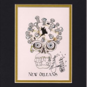 CHEF HAT SKULL SIGNED artist Jamie Hayes NEW ORLEANS BIG EASY MATTED GICLEE