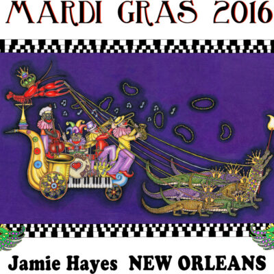 Mardi Gras 2016 lithograph, signed and numbered by Jamie, 16″ x 20″