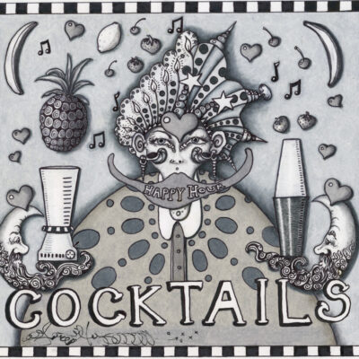 Cocktails Black & Grey limited edition giclee, Signed