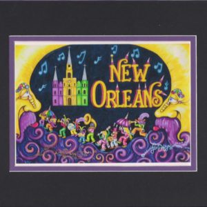 New Orleans 2nd Line Fine Art Giclee, matted to fit an 8″ x 10″ frame