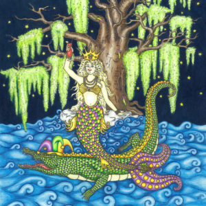 Mardi Gras Mermaid Limited Edition Fine Art Giclee, signed and remarqued 12 X 16
