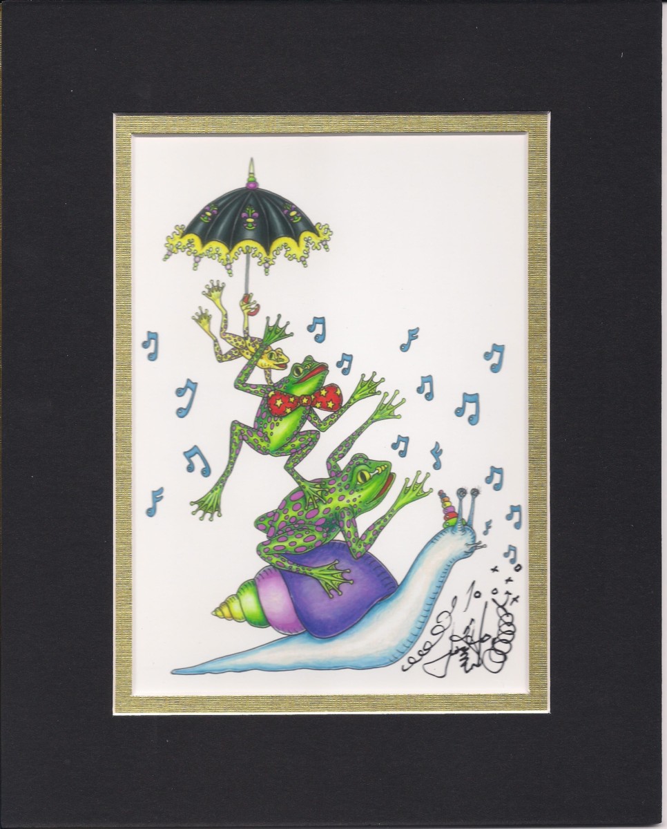 Frogs riding a Snail , matted to fit an 8″ x 10″ frame | The Jamie ...