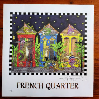 French Quarter Shotgun House, triple embossed, signed and numbered