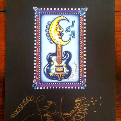 Crescent City Guitar Limited Edition Fine Art Giclee, signed, Black Background