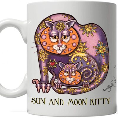 Sun and Moon Kitty 11 oz. ceramic mug