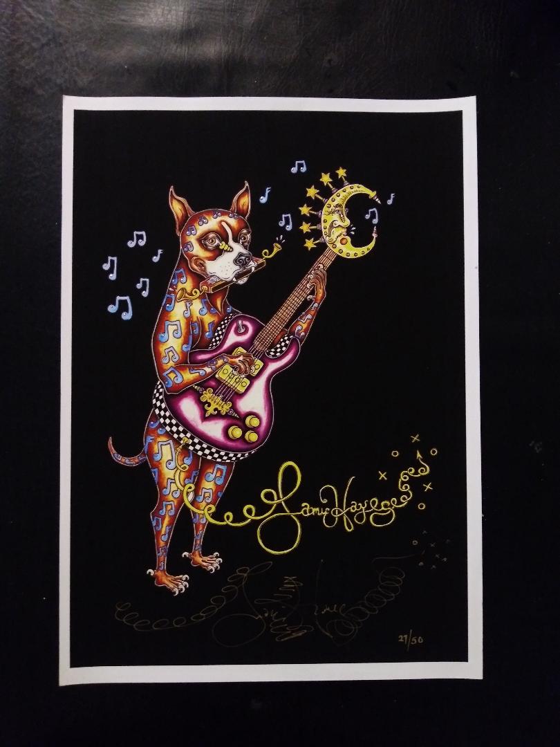 Dog Playing Guitar Limited Edition Fine Art Giclee, signed, Black ...