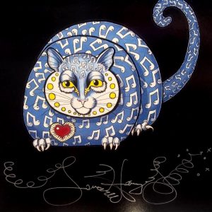 New Orleans Jazz Cat Limited Edition Fine Art Giclee, signed & remarqued, Black Background