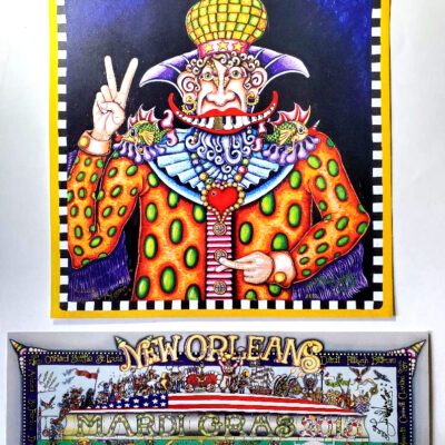 “Peaceman” 12″ x 12″ print, PLUS Mardi Gras 2013 Super Bowl Print, both signed