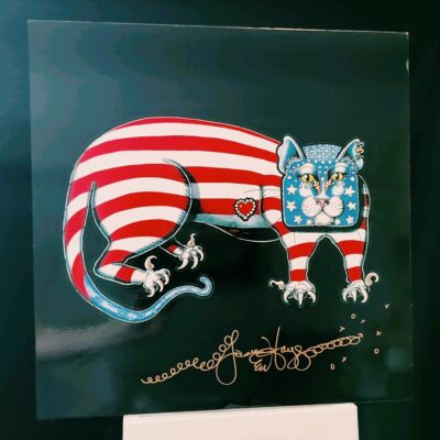 American Flag Kitty, 20″x20″ High-Quality Glossy Foam Core Print, Signed and Remarqued