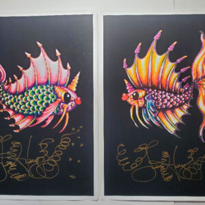 Pucker Fish Pair Limited Edition Fine Art Giclee, signed, Black Background