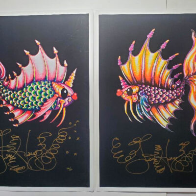 Pucker Fish Pair Limited Edition Fine Art Giclee, signed, Black Background