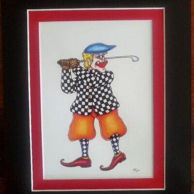 Jamie Hayes golfer, double matted, 8 x 10