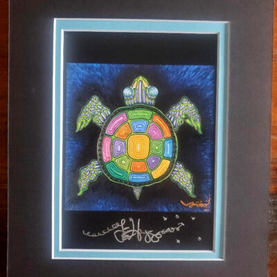 Rainbow Turtle, matted to fit an 8″ x 10″ frame