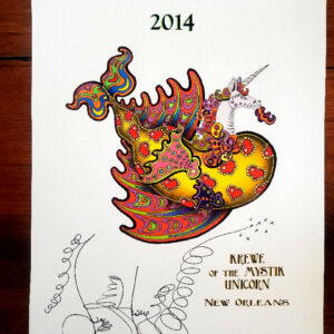 “Krewe of the Mystic Unicorn” Limited Edition Fine Art Giclee with gold foil, signed #9/10