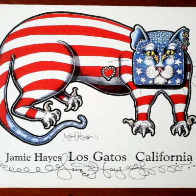 Flag Kitty Limited Edition Print, Signed, Los Gatos California