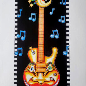 Yellow Guitar with Piano Mouth fine art giclee on paper, remarqued, signed and numbered