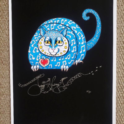 Music Kitty – Limited Edition Fine Art Giclee, signed, Black Background