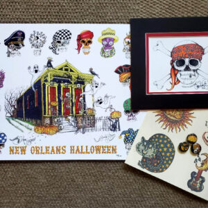 New Orleans Halloween, 12 x 16 inches, BONUS Halloween Skull print & set of buttons