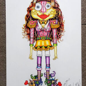 Original Color Pencil Drawing, Girl Voodoo Doll 15 x 22 inches