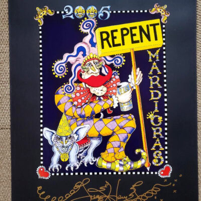 “Repent” HAND PULLED SERIGRAPH, signed 20 x 26 inches, black background
