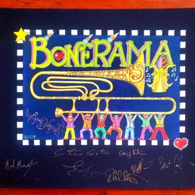 “Bonerama” black background giclee, autographed by band