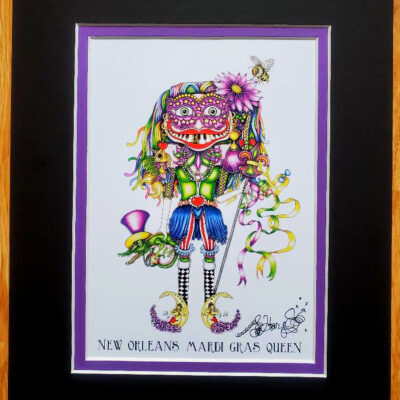 New Orleans Mardi Gras Queen double matted, 8 x 10