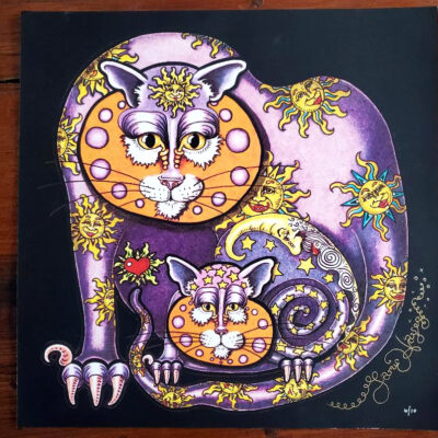 Sun & Moon Kitty – Limited Edition Fine Art Giclee, signed, Black Background 6/10