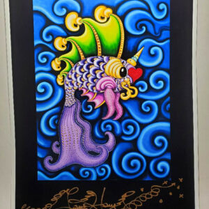 Dancing Pucker Fish Limited Edition Fine Art Giclee, signed, Black Background