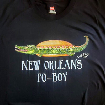 New Orleans Po-Boy T-Shirt, 3XL, Black, Hanes crew neck, 100% cotton