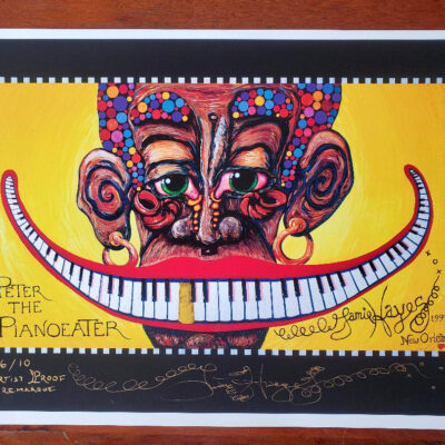 “Peter the Pianoeater” black background giclee, remarqued #6/10