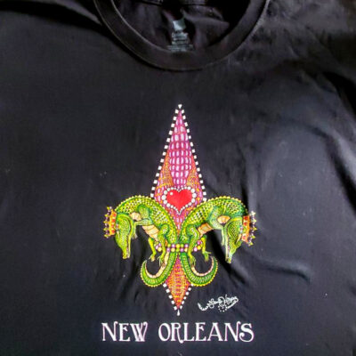 Gator Fleur de Lis T-Shirt, 3XL, Black, Hanes crew neck, 100% cotton