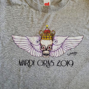 Skull with Wings T-Shirt, S, Heather Grey, Hanes crew neck, 100% cotton