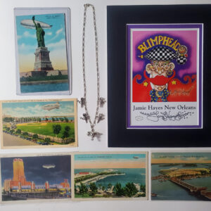 20″ Sterling Silver Blimp Necklace with Jewels Plus Bonus Vintage Zeppelin postcard