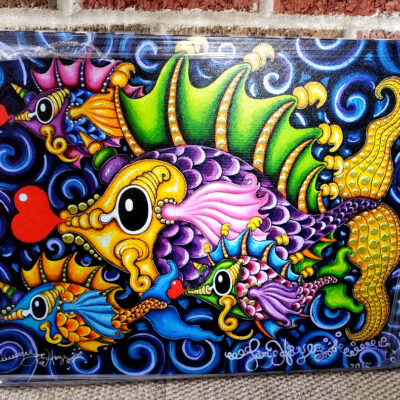 Pucker Fish Family Giclee on Canvas, signed, 16″ x 20″