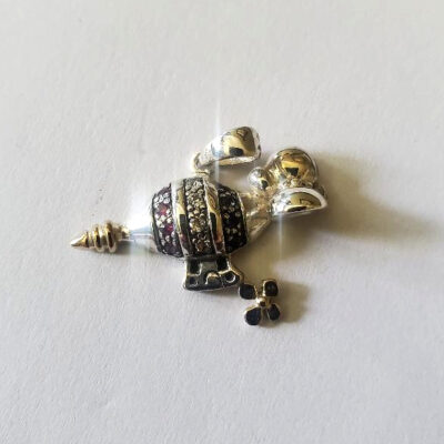 Sterling Silver with Diamonds, rubies, sapphires | Zeppelin Charm + FREE “Air Cargo” print