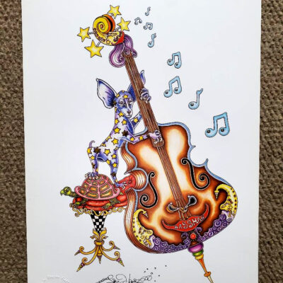 Chihuahua Playing Bass Limited Edition Print