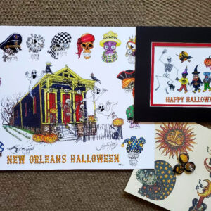 New Orleans Halloween, 12 x 16 inches, BONUS Happy Halloween print & set of buttons