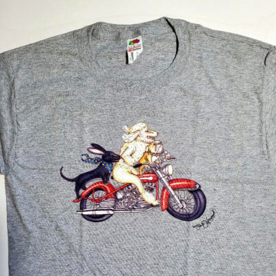 Motorcycle Dogs, YOUTH L, Grey, crew neck, 100% cotton