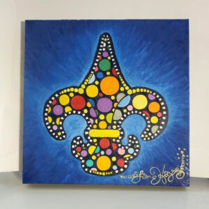 Polka Dot Fleur De Lis, original oil painting