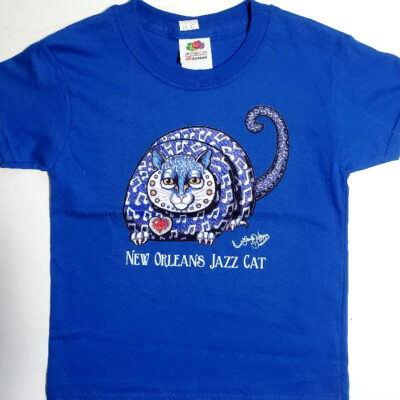 Jazz Cat T-Shirt, Toddler 3T, Blue, crew neck, 100% cotton