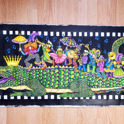 Original Oil Painting – King Gator and his 2nd Line, 18 x 47 inches