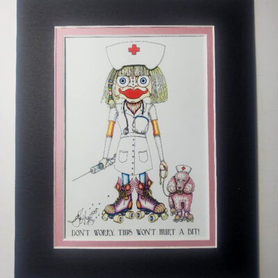 “This Won’t Hurt a Bit”, double matted, 8 x 10, signed