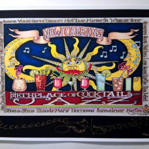 Birthplace of Cocktails and Jazz | black background giclee, signed