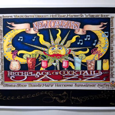 Birthplace of Cocktails and Jazz | black background giclee, signed